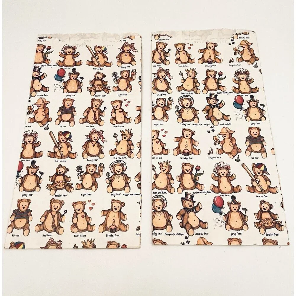 Small Lot of Vintage Teddy Bear Gift Wrap Sheets Bags  Scrapbooking Junk Craft